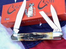 Colonel Coon (by Queen) Whittler Pocket Knife w/ Great Stag Handles -NOS