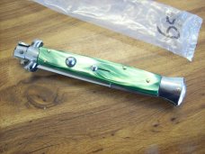 Renzo Beltrame 11" Stiletto Automatic Swivel Bolster Green Pearlex Handles Beauty!