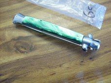 Renzo Beltrame 11" Stiletto Automatic Swivel Bolster Green Pearlex Handles Beauty!