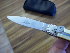 Hubertus Knife Solingen, Germany Large Size 11 Custom Gold Lip Pearl 1 of 1 UNUSED BEAUTY!