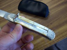 Hubertus Knife Solingen, Germany Large Size 11 Custom Gold Lip Pearl 1 of 1 UNUSED BEAUTY!