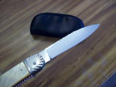 Hubertus Knife Solingen, Germany Large Size 11 Custom Gold Lip Pearl 1 of 1 UNUSED BEAUTY!