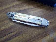 Hubertus Knife Solingen, Germany Large Size 11 Custom Gold Lip Pearl 1 of 1 UNUSED BEAUTY!