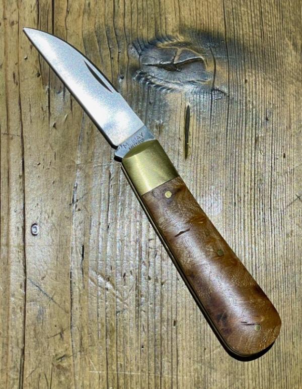 Michael May Classic Sheffield Barlow with a Wharncliffe Blade and Amboyna Burl scales Michael May Classic Sheffield Barlow with a Wharncliffe Blade and Amboyna Burl scales