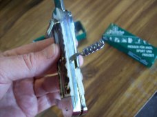 Vintage Hubertus Knife Rare Camper Automatic 3 Blades W/Corkscrew Stag/Antler UNUSED NIB.