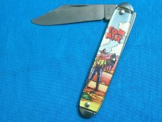 VINTAGE TOM MIX COWBOY WESTERN TV NOVELTY AD EQUAL END FOLDING POCKET JACK KNIVES OLD WEST