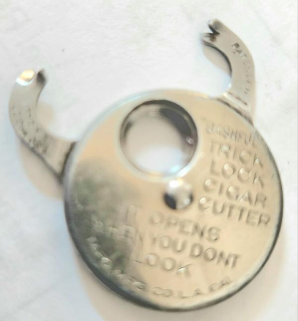 VINTAGE CIGAR CUTTER TRICK LOCK  OPENS WHEN YOU DON'T LOOK