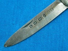 VINTAGE ANTIQUE H&T SILVER HALLMARK ENGLAND PEARL SLEEVEBOARD FOLDING POCKET FRUIT KNIFE KNIVES OLD