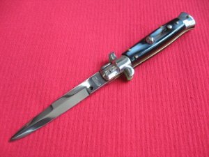 Older Oreste Dibon Italian 16cm. Imit. Horn STILETTO Switchblade Knife - New Old Stock