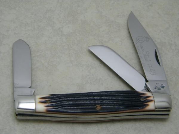 Queen Steel #49 USA Imitation Winterbottom Bone Large Stockman Knife c.1972 