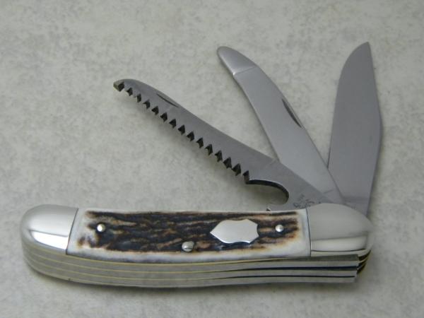 Bulldog Brand Solingen Germany Stag Copperhead Sportsman's Knife with Saw & Gutting Blade c.1998