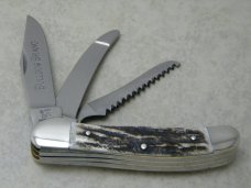 Bulldog Brand Solingen Germany Stag Copperhead Sportsman's Knife with Saw & Gutting Blade c.1998
