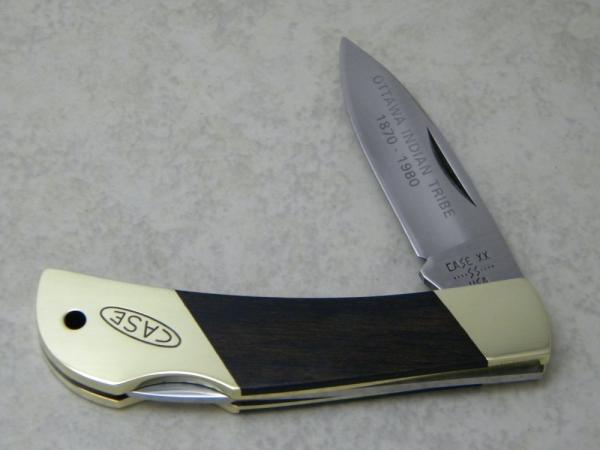 Case XX SS USA 8 Dot (1982) Wood P10051L SSP Lockback Knife OTTAWA Indian Tribe 1870-1980