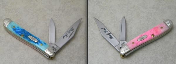 Case XX USA 2007 Blue / Pink Bone 6220 SS Baby Girl / Baby Boy Magicians Peanut Knife