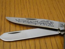 Case XX 1977 Blue Scroll Stag Handle Trapper Pattern # 5254 SSP
