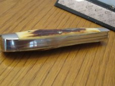 Case XX 1977 Blue Scroll Stag Handle Trapper Pattern # 5254 SSP