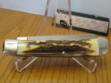 Case XX 1977 Blue Scroll Stag Handle Trapper Pattern # 5254 SSP