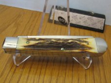 Case XX 1977 Blue Scroll Stag Handle Trapper Pattern # 5254 SSP