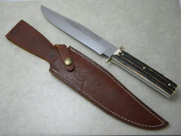 Kissing Crane Solingen Germany Stag KC750 Original Bowie Fixed Blade Sheath Knife Kissing Crane Solingen Germany Stag KC750 Original Bowie Fixed Blade Sheath Knife