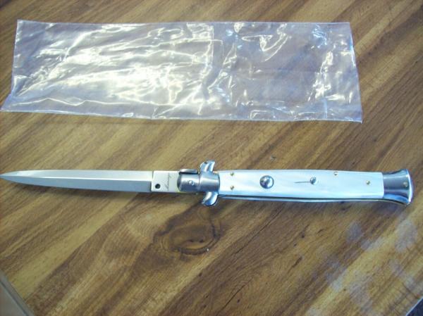Renzo Beltrame 11" Stiletto Dagger Automatic Swivel Bolster White Pearlex Handles Beauty!