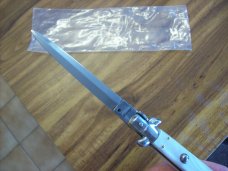 Renzo Beltrame 11" Stiletto Dagger Automatic Swivel Bolster White Pearlex Handles Beauty!