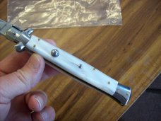 Renzo Beltrame 11" Stiletto Dagger Automatic Swivel Bolster White Pearlex Handles Beauty!