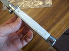 Renzo Beltrame 11" Stiletto Dagger Automatic Swivel Bolster White Pearlex Handles Beauty!