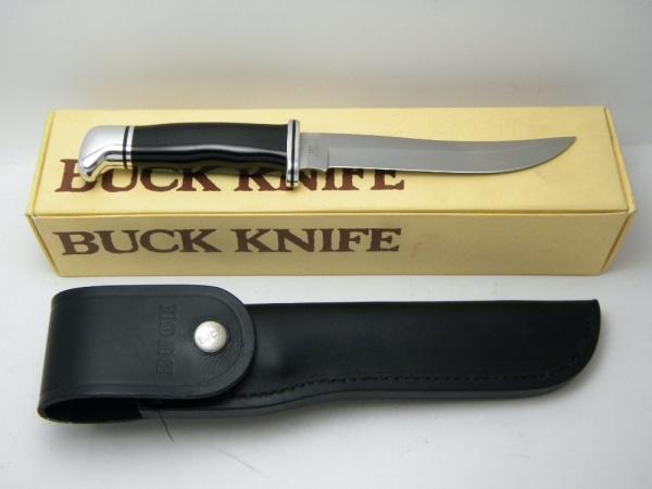 Buck 121 USA Black Fisherman Fixed Blade Hunting Sheath Knife in Box - Pre-1986 Buck 121 USA Black Fisherman Fixed Blade Hunting Sheath Knife in Box - Pre-1986
