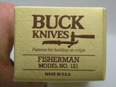 Buck 121 USA Black Fisherman Fixed Blade Hunting Sheath Knife in Box - Pre-1986
