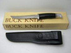 Buck 105 USA Black Pathfinder Fixed Blade Hunting Sheath Knife in Box - Early 1970's