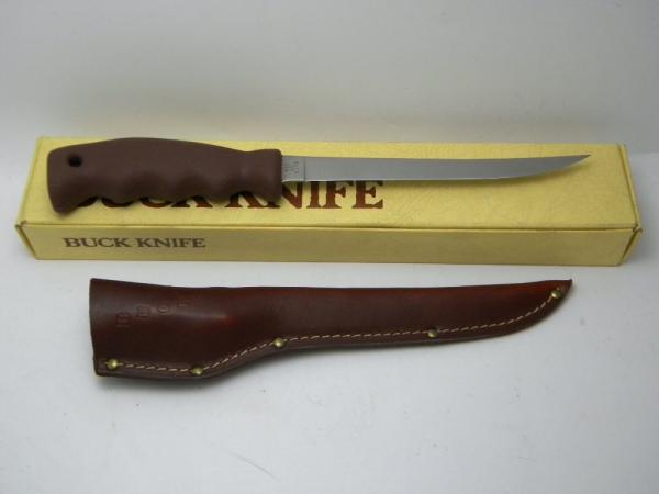 Buck 123 USA Maroon Lakemate Fixed Blade Hunting Sheath Filet Knife in Box - Pre-1986