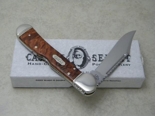 Case Select USA 2004 Amboyna Burl Wood 71549L SS Copperlock Knife in Box