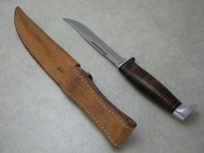 Case XX SS USA 5 Dot (1985) Stacked Leather 316-5 SSP Tested XX Razor Edge Fixed Blade Sheath Knife