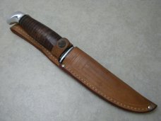 Case XX SS USA 5 Dot (1985) Stacked Leather 316-5 SSP Tested XX Razor Edge Fixed Blade Sheath Knife