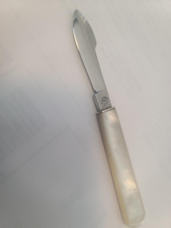VINTAGE 1880-1890's LANDERS FRARY & CLARK QUILL PEN INK ERASER FIXED BLADE KNIFE