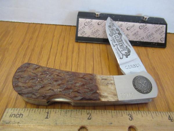 Gerber 1986 NKCA Brown Jigged Bone Folding Lock Back Gerber 1986 NKCA Brown Jigged Bone Folding Lock Back