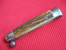 VINTAGE Italian One Hand Opening STAG Handle Knife - New Old Stock