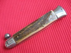 VINTAGE Italian One Hand Opening STAG Handle Knife - New Old Stock