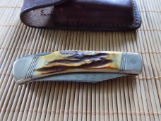 New Custom Lockback stag Uncle Henry Schrade LB5 USA Knife with orig. pouch.