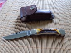 New Custom Lockback stag Uncle Henry Schrade LB5 USA Knife with orig. pouch.