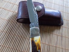 New Custom Lockback stag Uncle Henry Schrade LB5 USA Knife with orig. pouch.