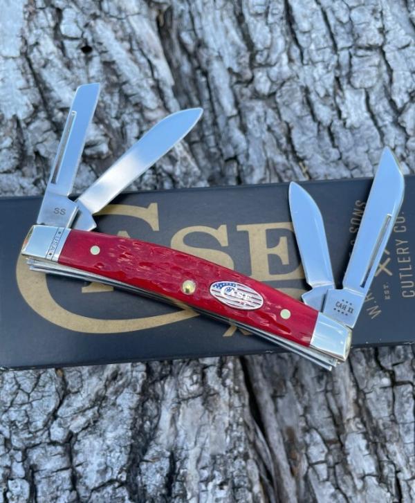 CASE XX ** 2023 SHOT SHOW SPECIAL DARK RED JIG BONE SMALL 4 BLADE CONGRESS