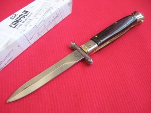 Italian Limited Edition EBONY Manual Open Swing Guard Stiletto Knife - A.G.A CAMPOLIN Italy