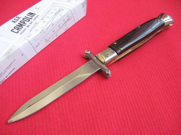 Italian Limited Edition EBONY Manual Open Swing Guard Stiletto Knife - A.G.A CAMPOLIN Italy