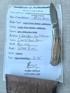 Robbie Ferreira Giraffe Bone Slipjoint...N690..3.75 clsd..fluted bolsters with caps.slip