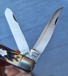 3 7/8" Schrade Made in USA, Uncle Henry Staglon Trapper Knife, 285UH, Imitation Stag Handle