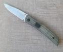 Jared Oeser F22 Flipper by Reate..4.5 clsd..Micarta..Black PVD accents...M390 