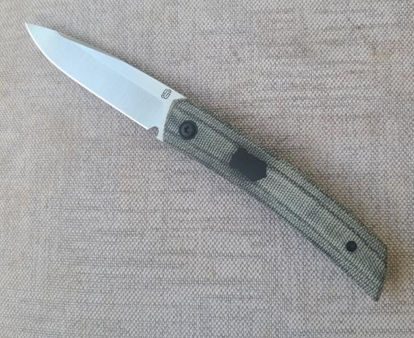 Jared Oeser F22 Flipper by Reate..4.5 clsd..Micarta..Black PVD accents...M390 