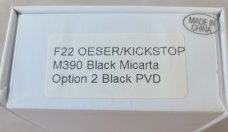 Jared Oeser F22 Flipper by Reate..4.5 clsd..Micarta..Black PVD accents...M390 