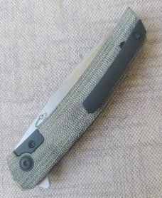 Jared Oeser F22 Flipper by Reate..4.5 clsd..Micarta..Black PVD accents...M390 